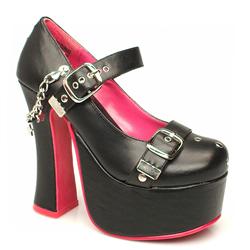 T.U.K Female High Pf Chain Manmade Upper Evening in Black and Pink
