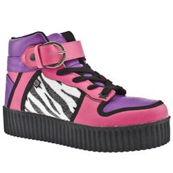 T.U.K Female Slam Creep Zebra Hi Top Manmade Upper Casual in Purple