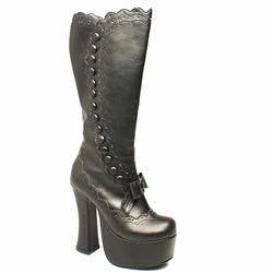 Female Super Pf Button Bow Knee Manmade Upper Smart in Black