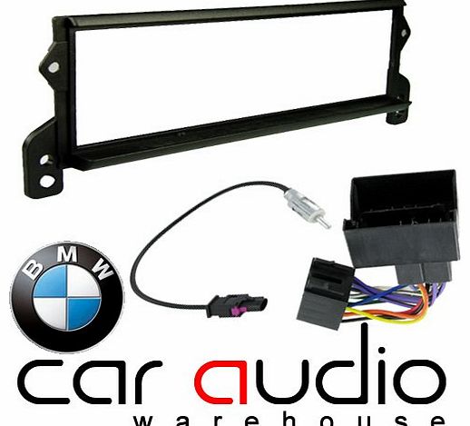 BMW Mini 2001 - 2006 Car Audio Stereo Replacement Full Facia and Iso Fitting Kit. Includes Black Single DIN Facia Adaptor Radio ISO and Fakra Aerial Adaptor.