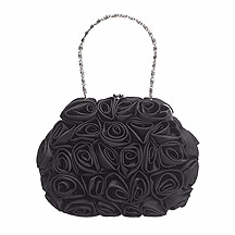 Black satin rose bag