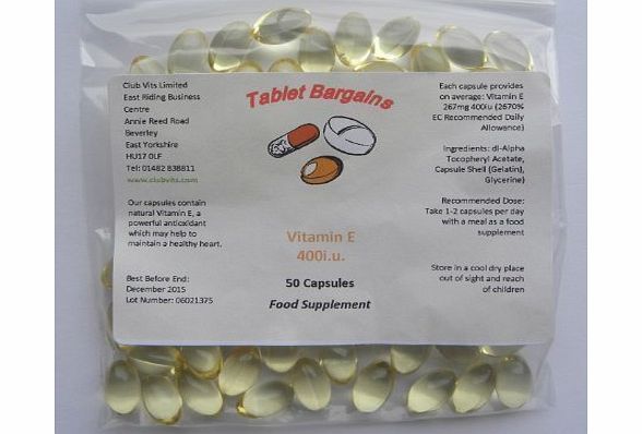 Tablet Bargains Vitamin E 400iu - 50 Capsules