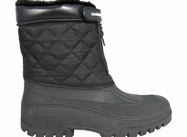 Adults Waterproof Sole Fur Lined Rain Snow Ski Mucker Boots Black Size 4