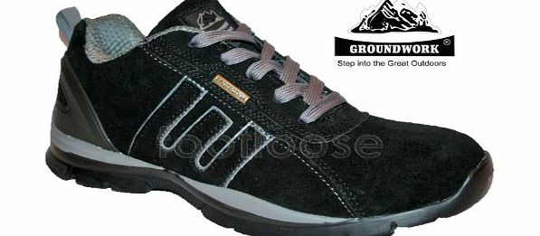 TAdore Mens Work Shoes Groundwork Steel Toe Cap Trainer Safety Boot - BLACK GREY - 12