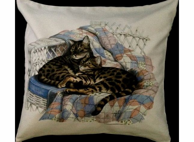 Tailz Gifts Cat Feline on Chair Themed Cotton Cushion Cover - Perfect Gift