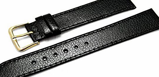 Talk Time Black Leather Watch Strap Band With A Stitched Edging And Nubuck Lining 18mm
