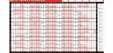Tallon 2015 Large A1 Year Calendar Wall Planner Office Black amp; Red With Pen amp; Stickers