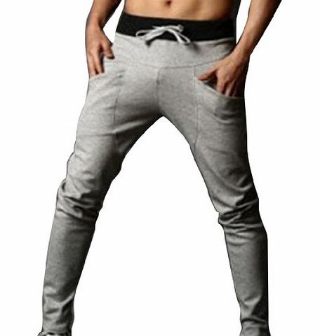 TANGDA Fashion Men Casual Harem Skinny Pants Long Trousers Light Grey Size L