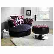 Tango Round Swivel Armchair, Aubergine