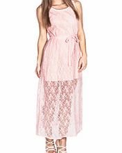 Pink lace sleeveless maxi dress