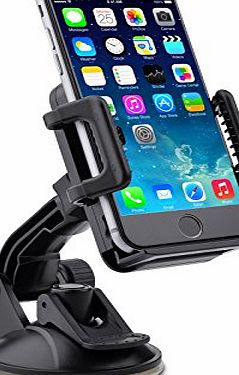 TaoTronics Universal Car Phone Holder Mount Cradle Dashboard amp; Windshield for iPhone 6, Samsung S5, Moto G amp; Other Mobile Phones of Width 48mm - 90mm, 360 Degree Rotation