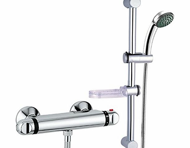 Modern Exposed Thermostatic Shower Mixer Valve Bar with Riser Rail Kit Chrome