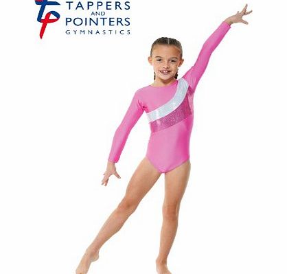 Girls lycra gymnastics leotard with foil stripes - pink or purple GYM19 (Purple, 6-8 years)