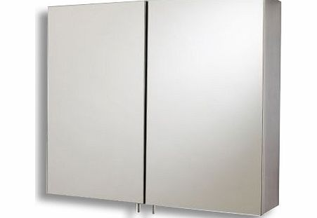 Taps UK Stainless Steel 600mm Double Door Wall Mounted Bathroom Mirror Storage Cabinet