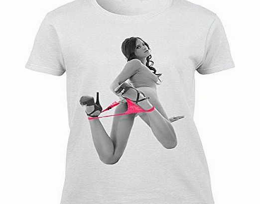 Sexy Girl Teasing With Pink Thongs - Small Womens T-Shirt