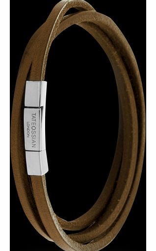 Tateossian Mens Brown Leather Click Square Wrap
