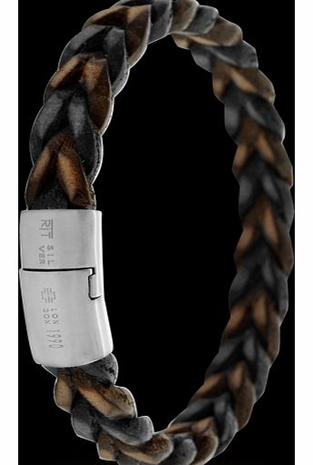 Tateossian Mens Cobra Black and Brown Leather