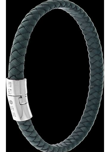 Tateossian Mens Cobra Blue Leather Bracelet BL0049