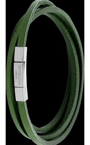 Tateossian Mens Green Leather Click Square Wrap