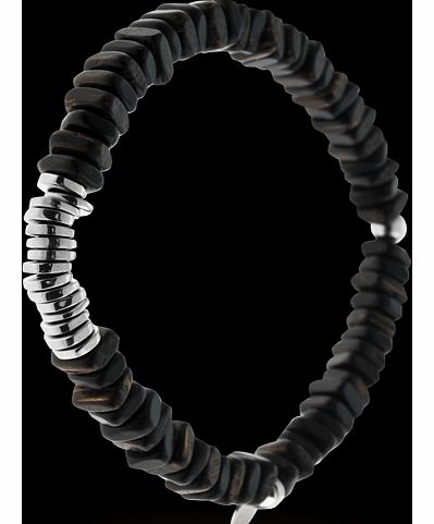 Tateossian Mens Round Wood Ebony Bracelet BL0680