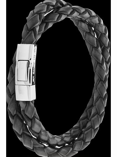 Tateossian Mens Scoubidou Black Leather Wrap