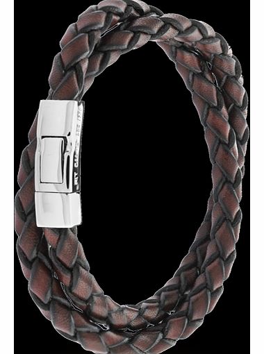 Tateossian Mens Scoubidou Brown Leather Wrap