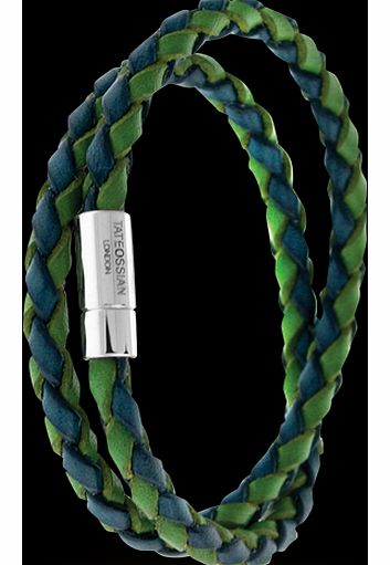 Tateossian Mens Scoubidou Green Leather Wrap
