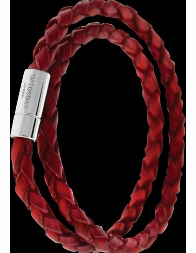 Tateossian Mens Scoubidou Red Leather Wrap