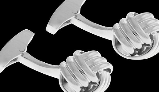 Tateossian Rhodium Plated Knot Cufflinks CL2545