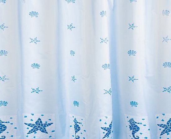 Tatkraft Marine Motifs Shower Curtain 180 X 180 cm Waterproof Textile Polyester Material incl. 12 oval Shower Rings