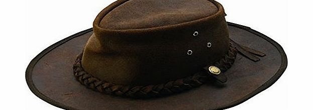 Tayberry Australian Leather Hat - Brown, Medium