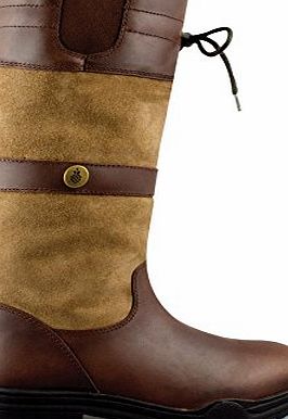 KELSO - Smart Stylish Classic and Elegant Suede and Leather Woman Ladies Knee High Long Tall Adjustable Waterproof Boots - Casual Leisure Work Office Footwear Winter Autumn Rain Snow- Perfect