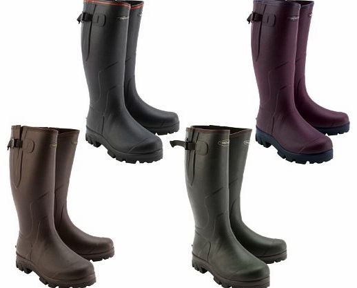 Tayberry ROOK 6/39 Brown - Wide Calf Adjustable Warm and Comfortable Neoprene Knee Length Wellington Boots in Brown, Green, Mulberry and Navy - For Ladies, Men, Women - Premium Quality Waterproof Robu