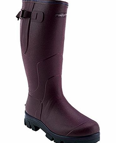 ROOK 8 / 42 Mulberry - Wide Calf Adjustable Warm and Comfortable Neoprene Knee Length Wellington Boots in Brown, Green, Mulberry and Navy - For Ladies, Men, Women - Premium Quality Waterproof