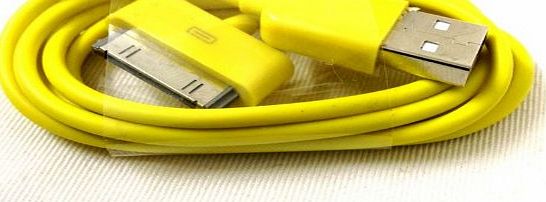 iPhone 4s Yellow USB Data Transfer , Sync / Charging Cable also compatible with iPad 2 / iPod Nano Shuffle Touch Nano / iPhone 3Gs 3 - Premium Quality Distinguished Style and Colour