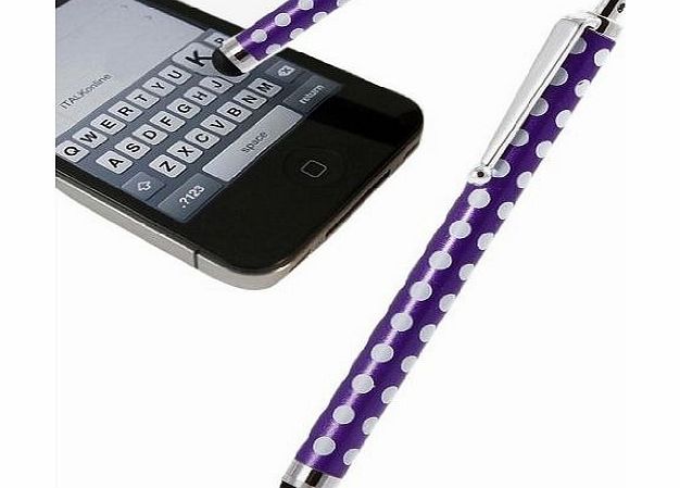 New Pratical Polka Dot Purple Stlyus for all phones including all Smart phones, PDA, Tablets including Iphone 5S, 5C, 5, 4s 4, 3gs, 3 Samsung S4. S3, all devices with Smart Touch by TB1 Products �