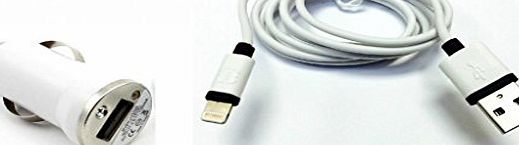 Pure Quality High Power Car Quick White Charger Adapter With 1.2 meter MFI Lighting 8 pin Cable (White Black) compatible with Iphone 6 6 plus 5 5G 5S 5C Ipod nano 7th Generation by TB1 Products �