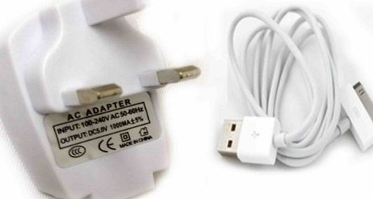TB1 Products TB1 A    TOP QUALITY Plug USB Wall Charger  Data transfer /charging cable also supports iPhone 4, 4GS, 3GS, 3, All Apple iPods With Dock Connectors