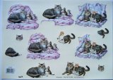 3D step by step TBZ embossed and gilded decoupage sheet - cats, kittens and patchwork quilts