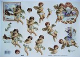 3D step by step TBZ embossed and gilded decoupage sheet - cherubs and winter snow scenes