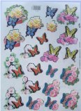 3D step by step TBZ embossed and gilded die cut decoupage sheet - butterflies and flowers