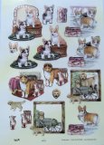 3D step by step TBZ embossed and gilded die cut decoupage sheet - corgi dogs, pets