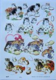 3D step by step TBZ embossed and gilded die cut decoupage sheet - cute cats and kittens, pets
