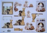 3D step by step TBZ embossed and gilded die cut decoupage sheet - dogs, window, hearth