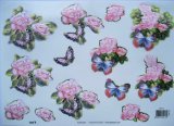 TBZ 3D step by step TBZ embossed and gilded die cut decoupage sheet - floral - pink roses and butterflie