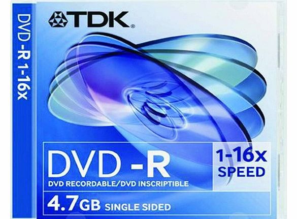 TDK 16 Speed DVD-R with 4.7GB Capacity - Pack of 5