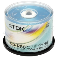 TDK CD-R 80MIN 700MB CAKEBOX 52X 50 PACK