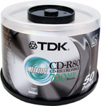 TDK CD-R Cake 50-Pack ( TDK CDR 100Pk CB )
