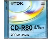 TDK CD-R Media 48x 700MB 80Min 1 pack Jewel Case