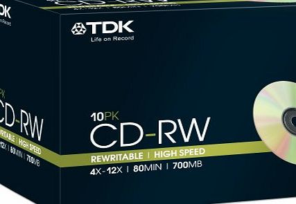 TDK CD-RW 10 Pack ( TDK CDRW 10pk JC 12x )